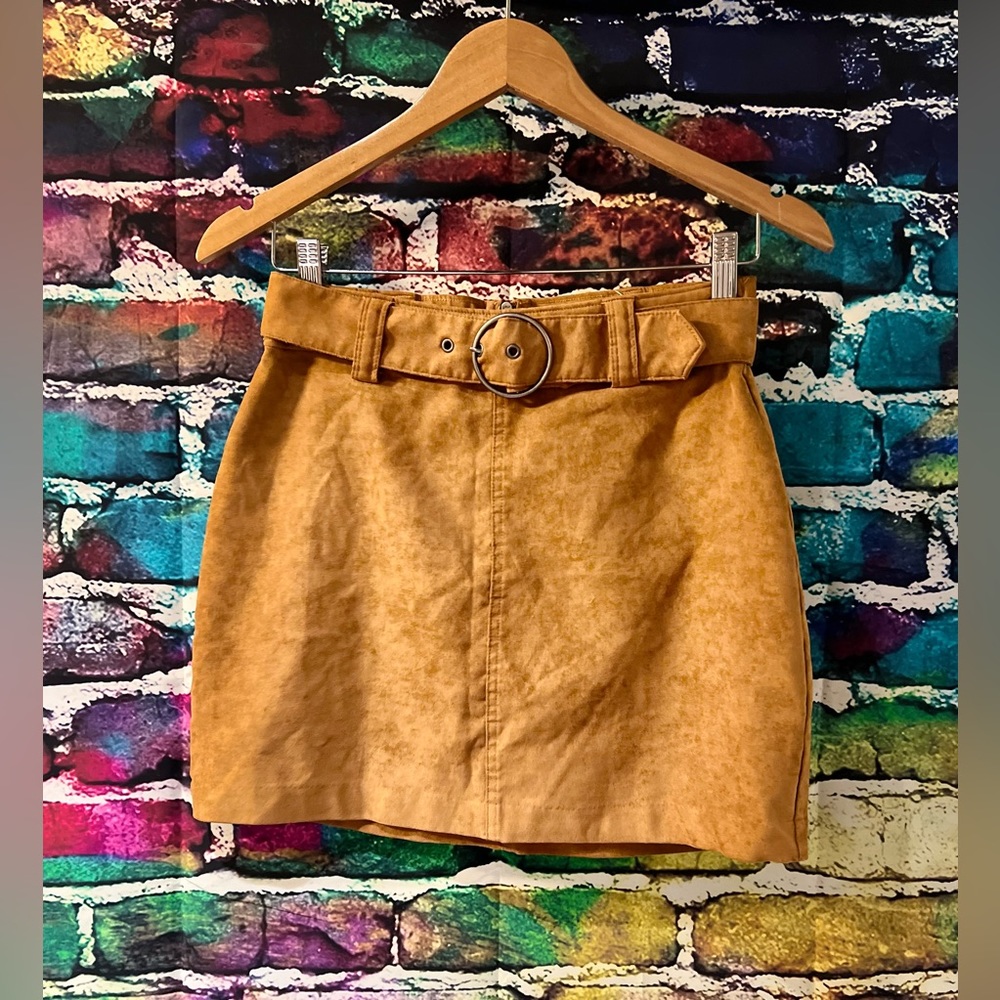 Suede mini skirt